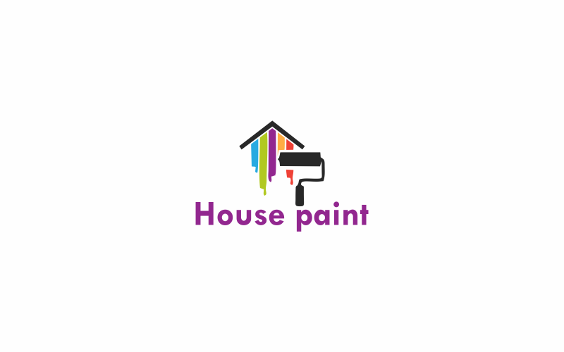 Download Шаблон логотипа "House Paint Logo Template" / House Paint Logo Template - Шаблон логотипа на тему графика house,home,paint,renovation,color,interior,construction,decoration,improvement,design,room,window,ladder,person,paintbrush,blue,decorator,modern,family,exterior