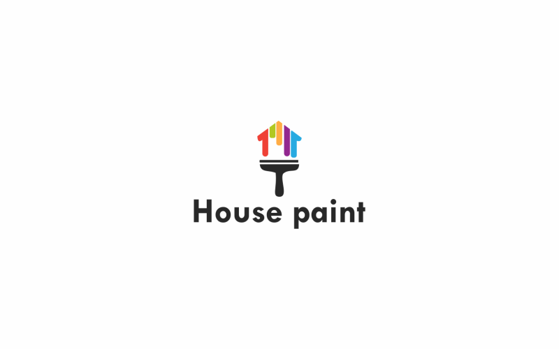 Download Шаблон логотипа "House Paint Logo Template" / House Paint Logo Template - Шаблон логотипа на тему графика house,home,paint,renovation,color,interior,construction,decoration,improvement,design,room,window,ladder,person,paintbrush,blue,decorator,modern,family,exterior