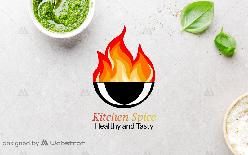 Download Шаблон логотипа "Kitchen Spice Logo" / Kitchen Spice Logo - Шаблон логотипа на тему графика brand,cafe,chef,color,colorful,cook,cooking,delicious,dinner,eat,food,fork,fresh,house,knife,kitchen,restaurant,shop,spoon,fire