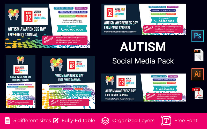 Banner de redes sociales del día de concientización sobre el autismo
