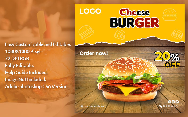 Burger Sale Banner Social Media Vorlage für soziale Medien