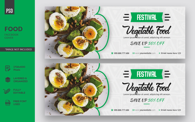Download Шаблон для соцсетей "Creative Design Food Facebook Cover" / Creative Design Food Facebook Cover - Шаблон для соцсетей на тему графика business,facebook,banner,timeline,cover,marketing,food,restaurant,page,web,promotion,social,media,template,graphic,psd,cafe,fb,menu,vegetables