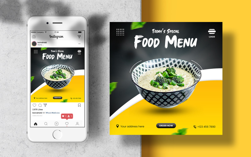 Food Banner Template for Square Instagram Feed for Social Media