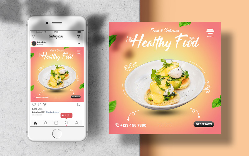 Download Шаблон для соцсетей "Food Instagram Food Template for Social Media" / Food Instagram Food Template for Social Media - Шаблон для соцсетей на тему графика instagram template,instagram post,marketing,food,layout,poster,square,feed,menu,social media,restaurant,fast food,templates,food template,instagram feed,foodstuff,banner template,healthy food