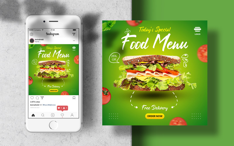 Download Шаблон для соцсетей "Food menu instagram banner template Social Media Template" / Food menu instagram banner template Social Media Template - Шаблон для соцсетей на тему графика instagram template,instagram post,marketing,food,layout,poster,square,feed,menu,social media,restaurant,fast food,templates,food template,instagram feed,foodstuff,banner template,healthy food