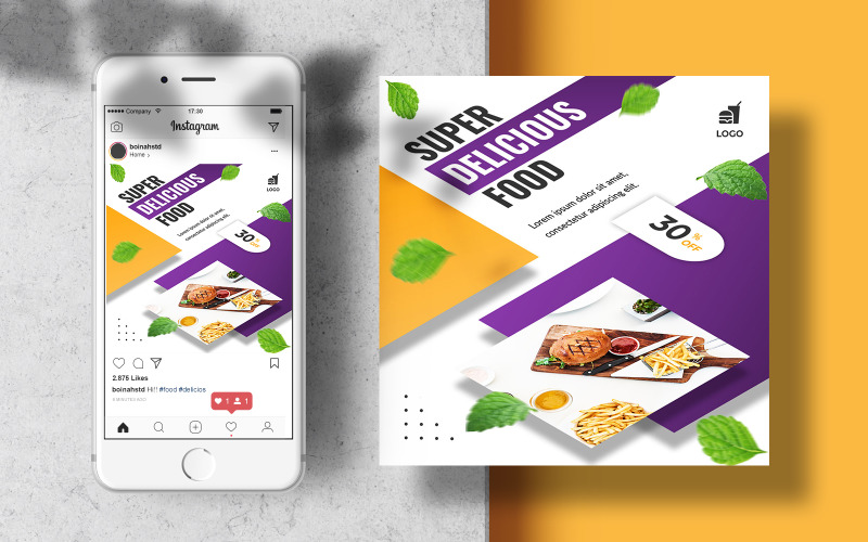 Download Шаблон для соцсетей "Food Menu Social Media Feed Template for Social Media" / Food Menu Social Media Feed Template for Social Media - Шаблон для соцсетей на тему графика instagram template,instagram post,marketing,food,layout,poster,square,feed,menu,social media,restaurant,fast food,templates,food template,instagram feed,foodstuff,banner template,healthy food
