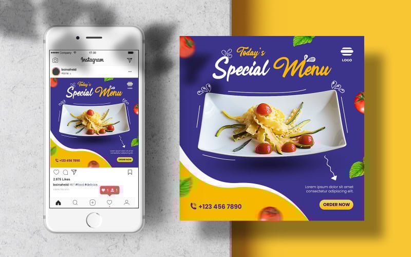 Download Шаблон для соцсетей "Instagram Culinary Food Banner Template Post for Social Media" / Instagram Culinary Food Banner Template Post for Social Media - Шаблон для соцсетей на тему графика instagram template,instagram post,marketing,food,layout,poster,square,feed,menu,social media,restaurant,fast food,templates,food template,instagram feed,foodstuff,banner template,healthy food