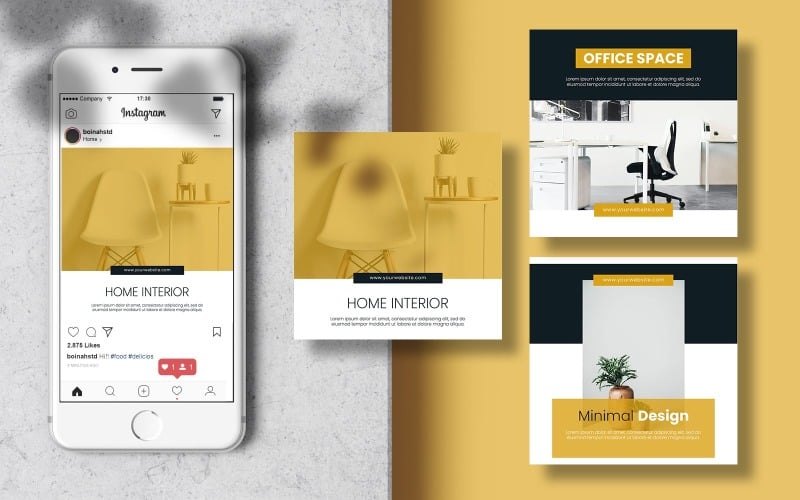 Download Шаблон для соцсетей "Interior Design Instagram Post Banner Social Media Template" / Interior Design Instagram Post Banner Social Media Template - Шаблон для соцсетей на тему графика template,banner,modern,furniture,poster,post,social,square,editable,social media,interior,social banner,living room,social media post,minimalist interior,home interior,social media templates,