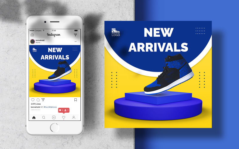 Modello di feed Instagram di scarpe sportive per social media