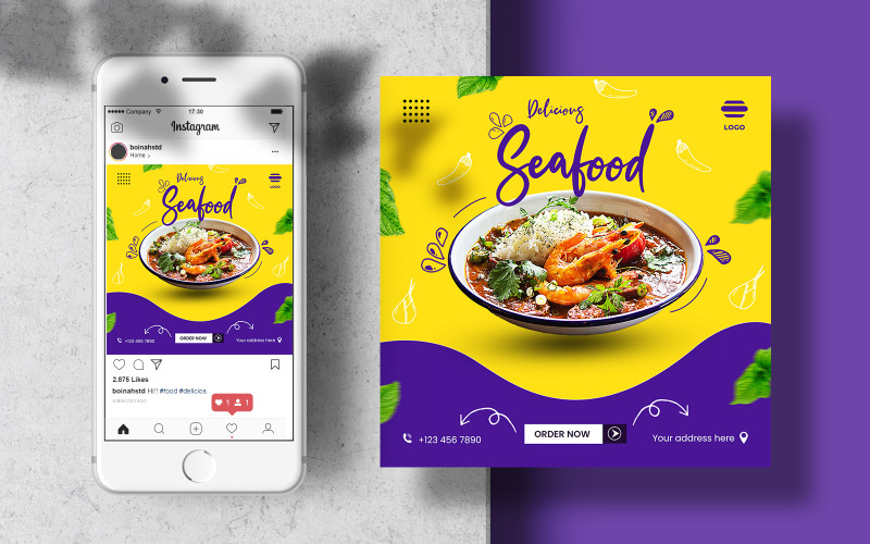Modello di social media banner Instagram di cibo culinario
