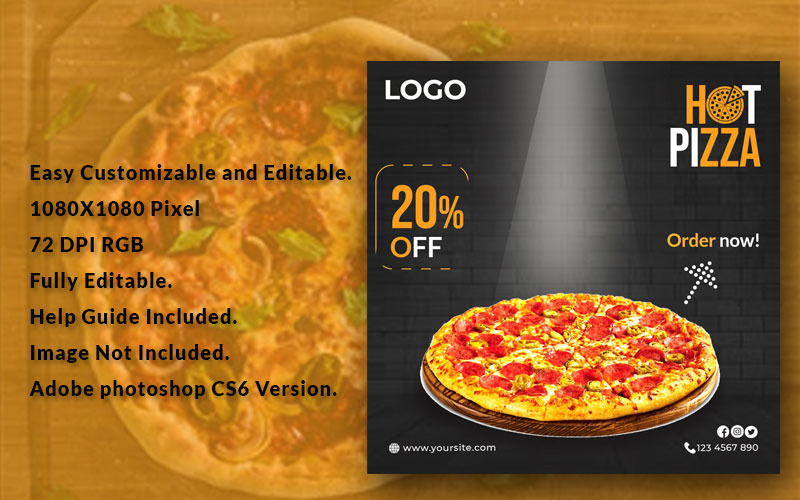 Pizza Satış Afiş Sosyal Medya Şablonu
