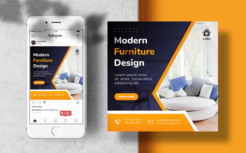 Plantilla de redes sociales de muebles de banner de Instagram cuadrado