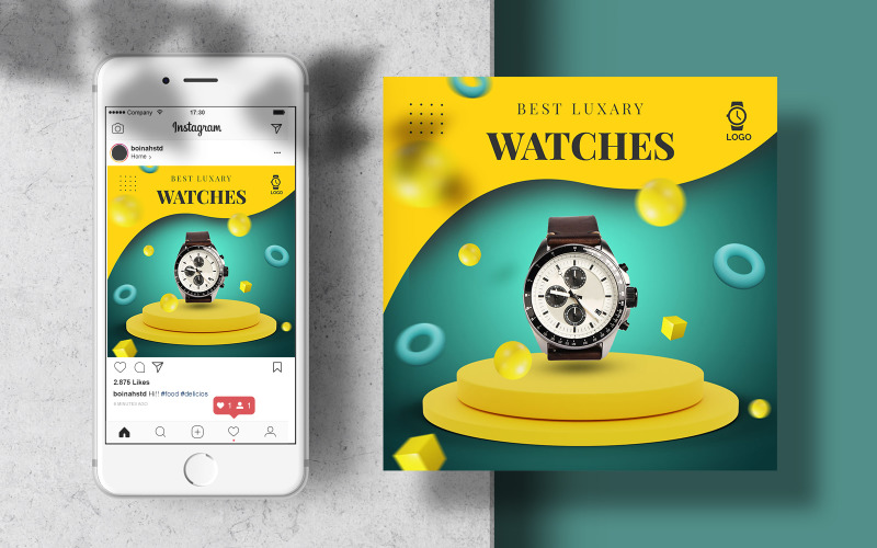 Download Шаблон для соцсетей "Watch Instagram Feed Banner Template for Social Media" / Watch Instagram Feed Banner Template for Social Media - Шаблон для соцсетей на тему графика watch,social media,marketing,template,ads,watch sale banner,smart watch post,watch discount banner,social network,gadget,best product,discount offer,instagram,instagram post,campaign,instagra