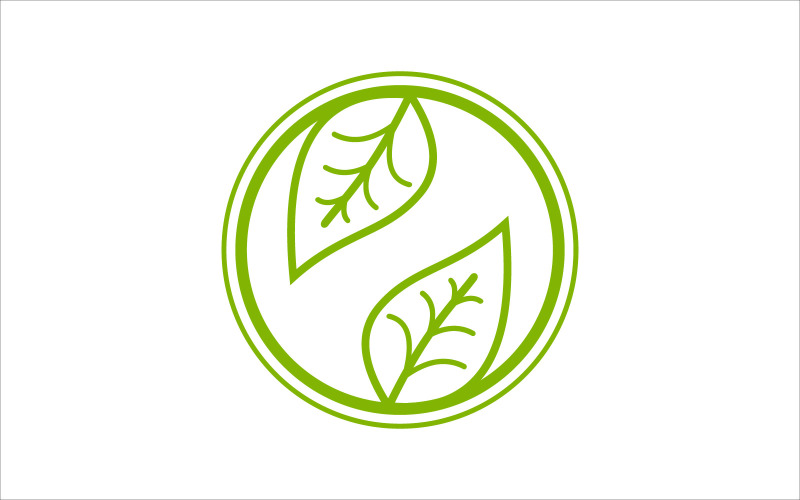 Cirkel gröna blad vektor logotyp mall
