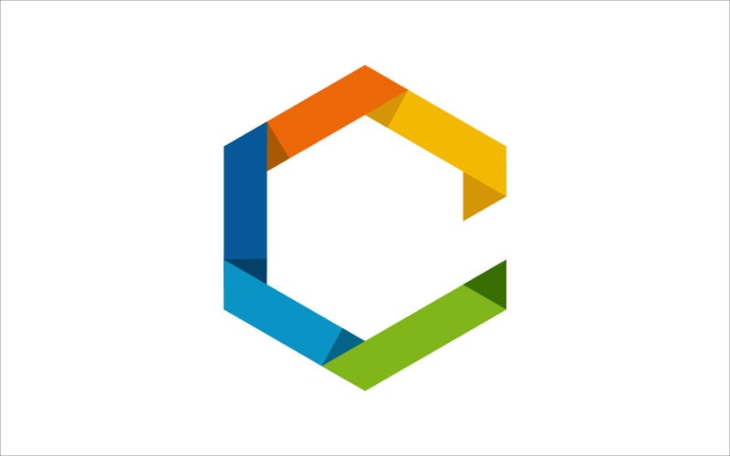 Colorful Letter C Origami Vector Logo Template