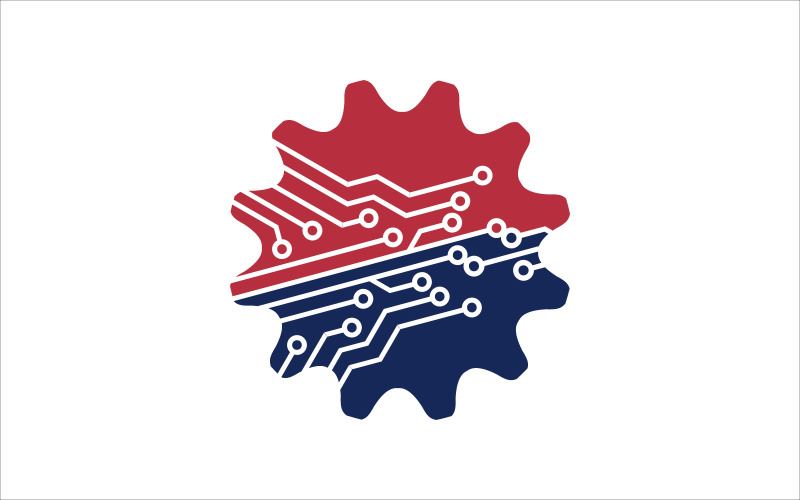 Gear Connect Vector Logo Szablon