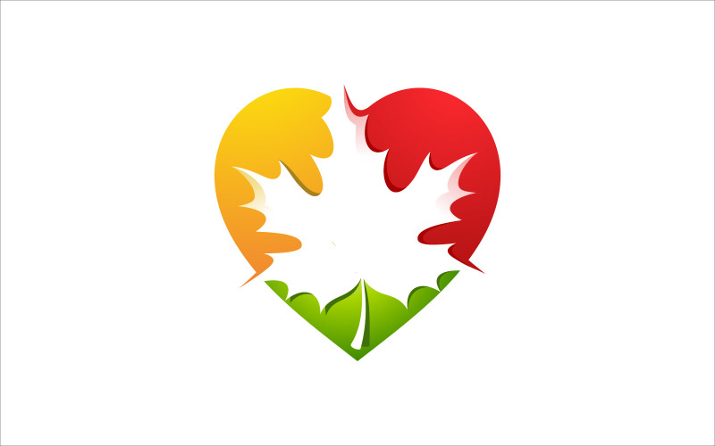 Leaf and Hearth Colorful Vector Logo