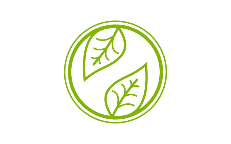 Modèle de logo vectoriel cercle feuille verte