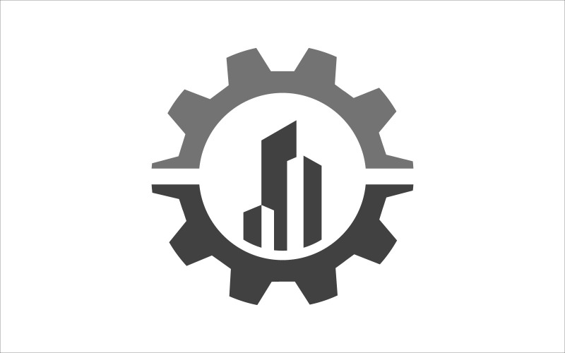 Modello di Logo di vettore di edificio meccanico