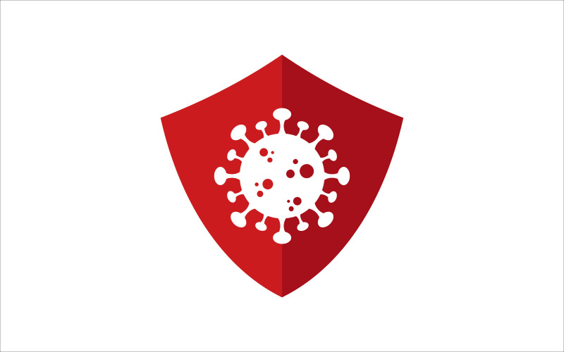 Plantilla de logotipo de vector de seguridad de virus rojo