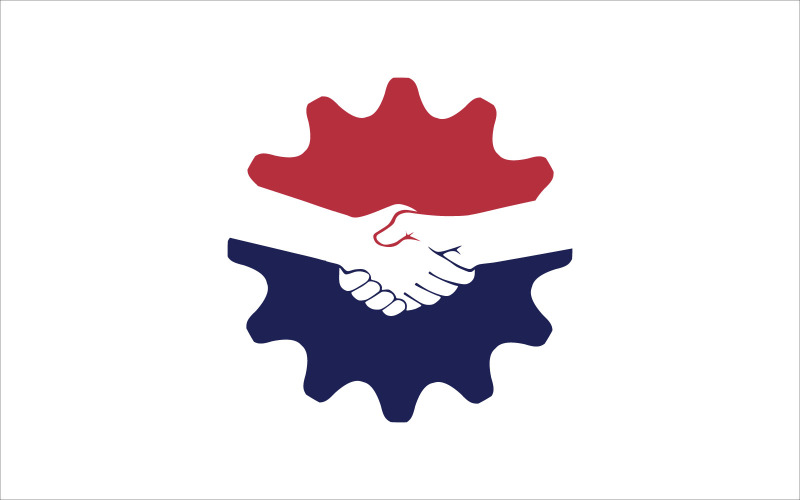 Шаблон Логотипа Вектор Шестерни Рукопожатие