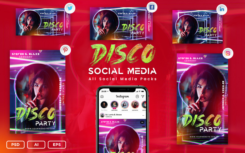 Сообщения в социальных сетях Disco Party