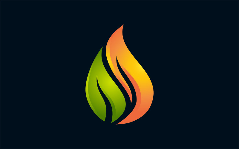 Flame and Leaf Vector Logo