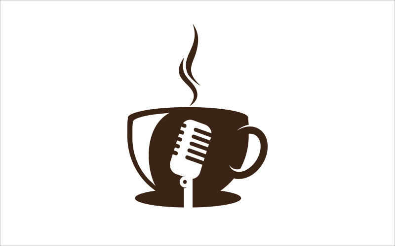 Mikrofon- och kaffevektorlogotyp