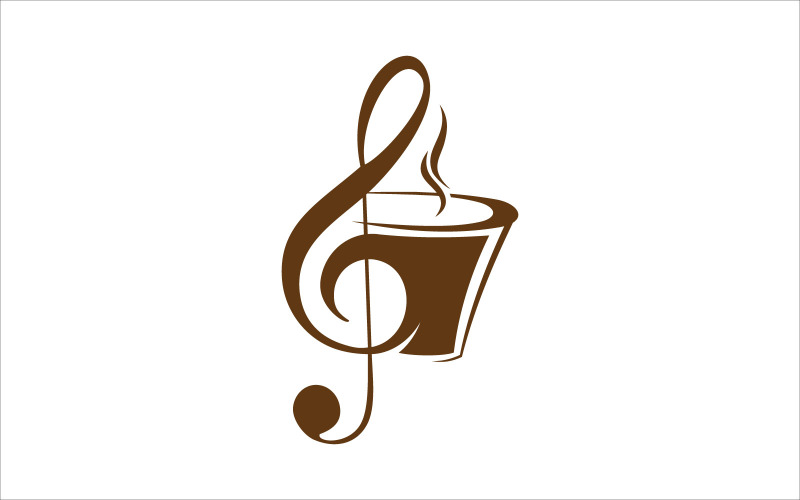 Müzik ve kahve vektör Logo