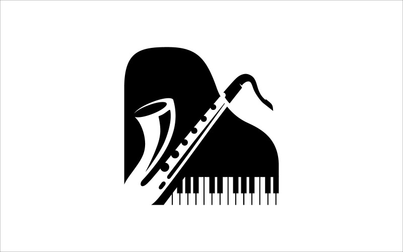Piyano ve Saksafon Vektör Logosu
