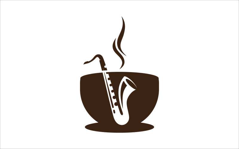 Saksafon ve kahve vektör Logo