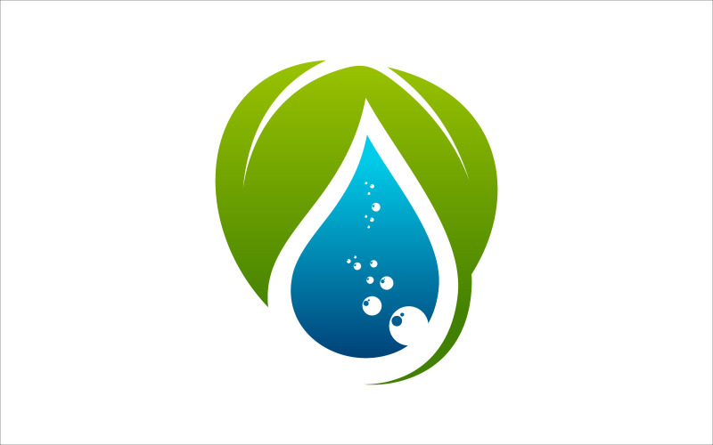 Yaprak ve su damlası vektör Logo