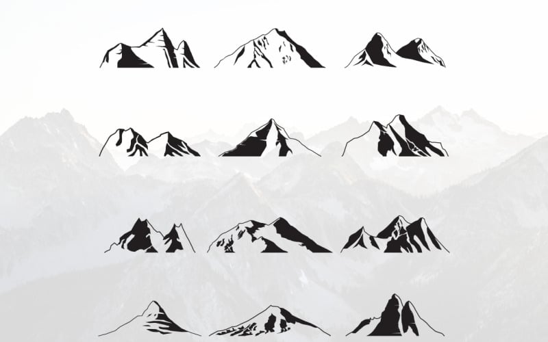 Horská krajina na šířku - ilustrace