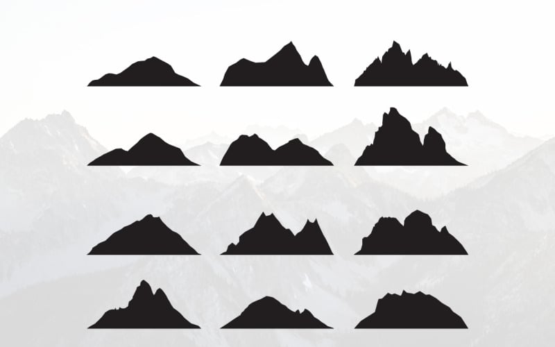 Bergsilhouettlandskapssymbolstopp enkel - illustration