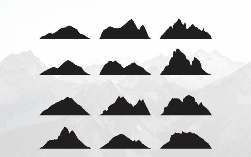 Ícone da paisagem da silhueta da montanha Peak Simple - Illustration