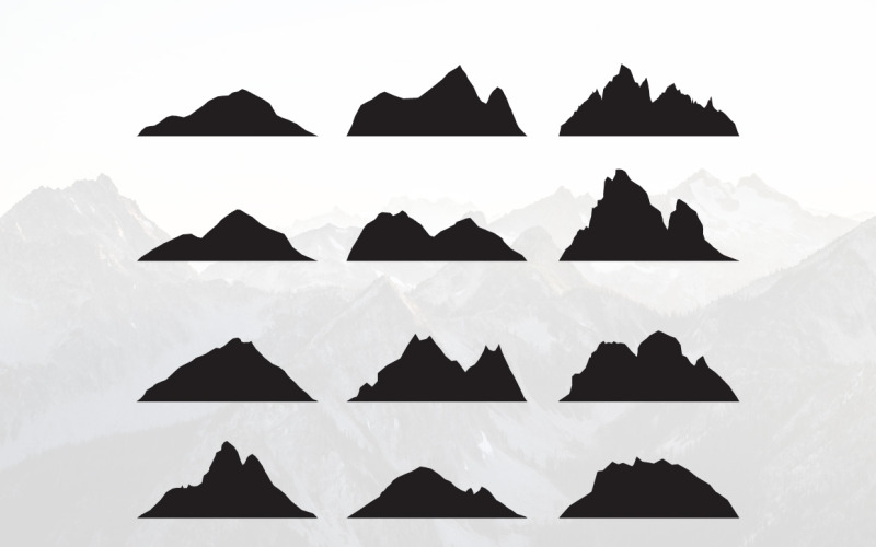 Montagna Silhouette Paesaggio Icona Picco Semplice - Illustrazione