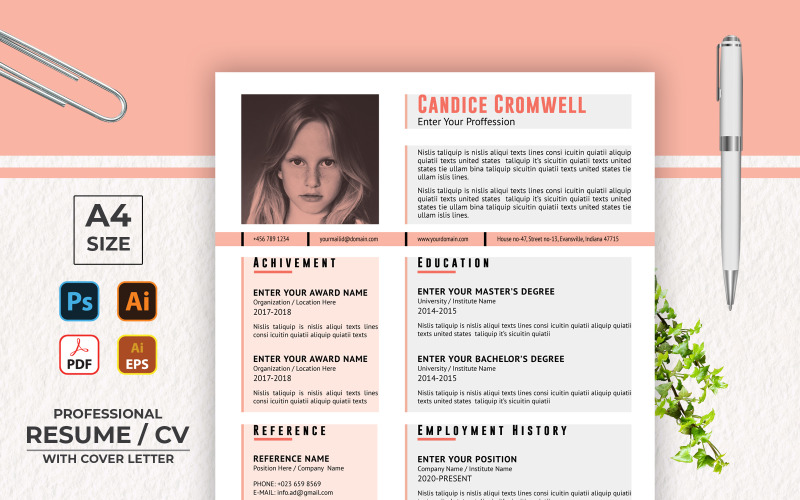 Modèle de CV au format CV Candice Cromwell
