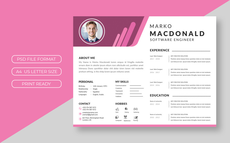 Modello di curriculum Macdonald - Design elegante ed elegante