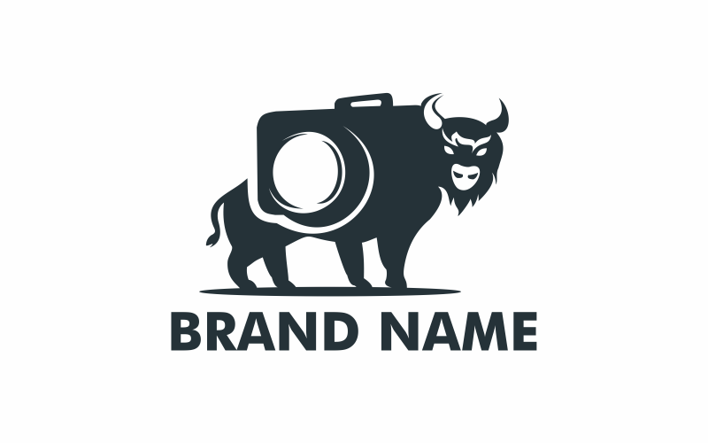 Bison kamera linje logotyp mall