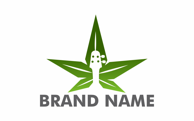 大麻吉他徽标模板
