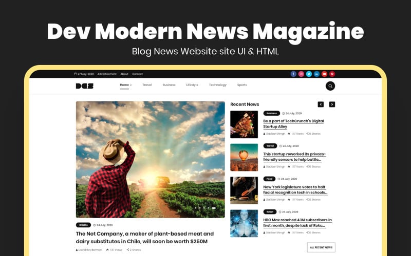 Modèle de site Web de blog Dev Modern News Magazine