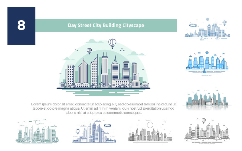 8 Day Street City Building Cityscape - Illustration