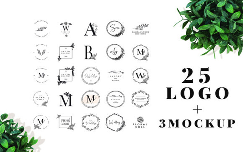 25 Elegant Logos + 3 Quality Mockups Logo Template