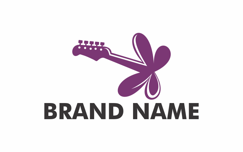 Gitarr fjäril logotyp mall