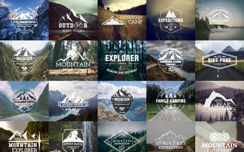 25 Camping Logos kitűző | Adventure SVG Collection - Vector Images Graphics Templates