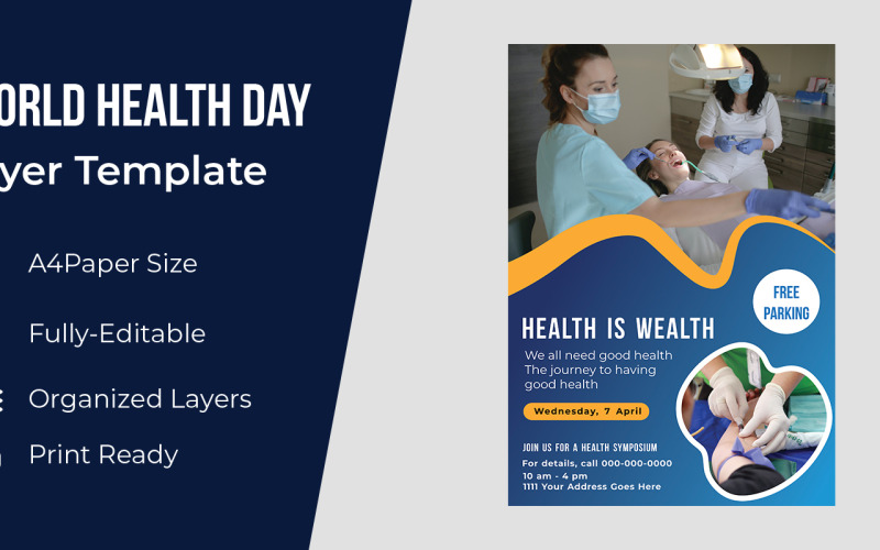 Diseño de volante de concientización sobre el día mundial de la salud