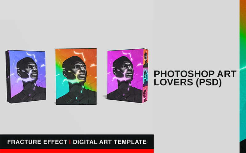 断裂效应数字艺术模板|完全可编辑的Photoshop PSD