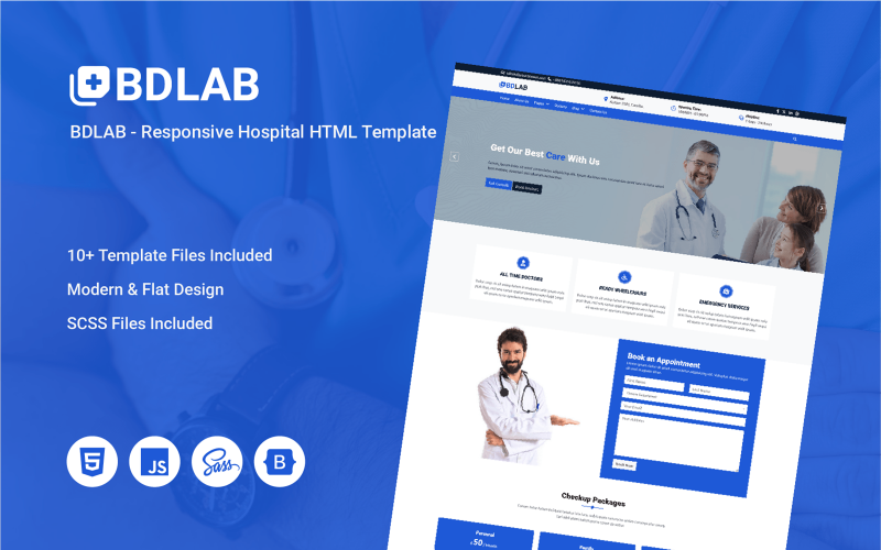 BDLAB - Responsiv HTML-mall för sjukhuswebbplats