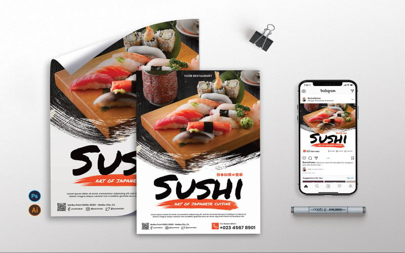 Sushi Vol.2 - Flyer, Poster, Instagram Post RB Corporate Identity