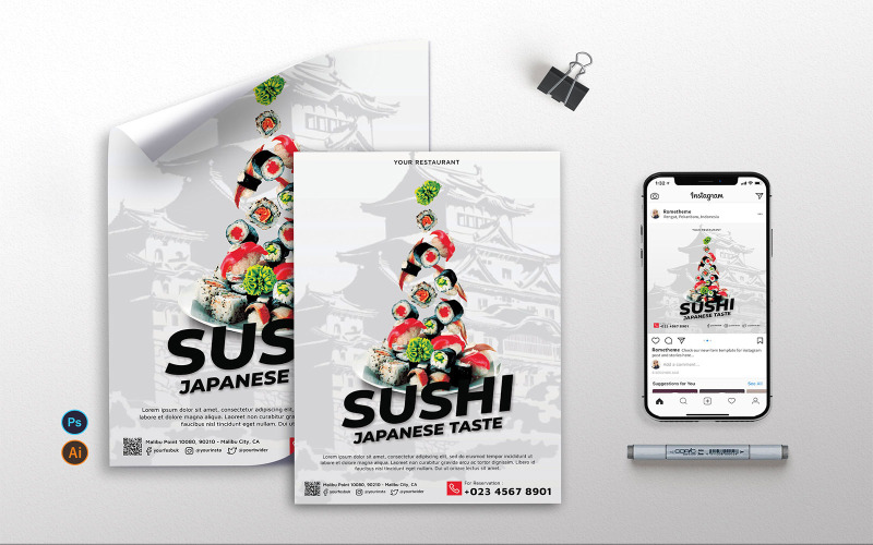 Tema di Identità Aziendale #170370 Sushi vol.1 - Flyer, Poster RB Corporate Identity Template